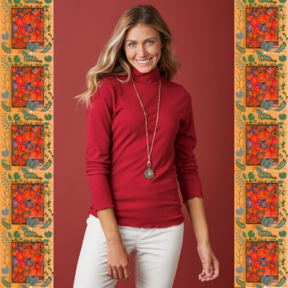 Margherita Turtleneck - Soft Surroundings - NWT - Red Dahlia Color- Large - Picture 3 of 8